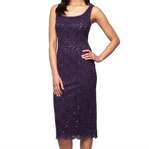 Alex Evenings Shearh Lace Dress with Sewuin Detail